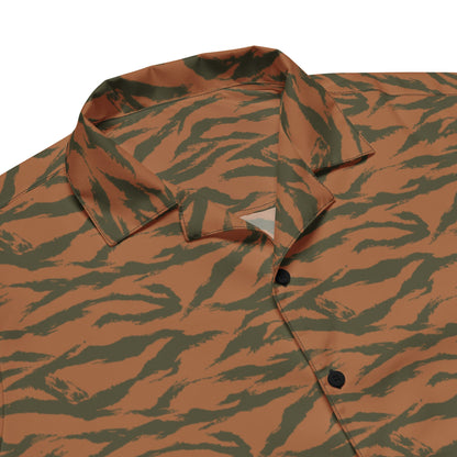 Burkina Faso Tiger Stripe Orange CAMO Unisex button shirt - Button Shirts