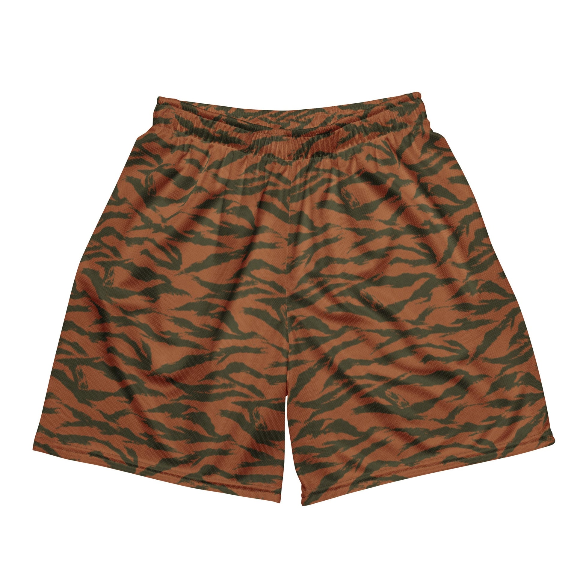 Burkina Faso Tiger Stripe Orange CAMO Unisex mesh shorts - 2XS - Mesh Shorts