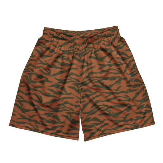 Burkina Faso Tiger Stripe Orange CAMO Unisex mesh shorts - 2XS - Mesh Shorts
