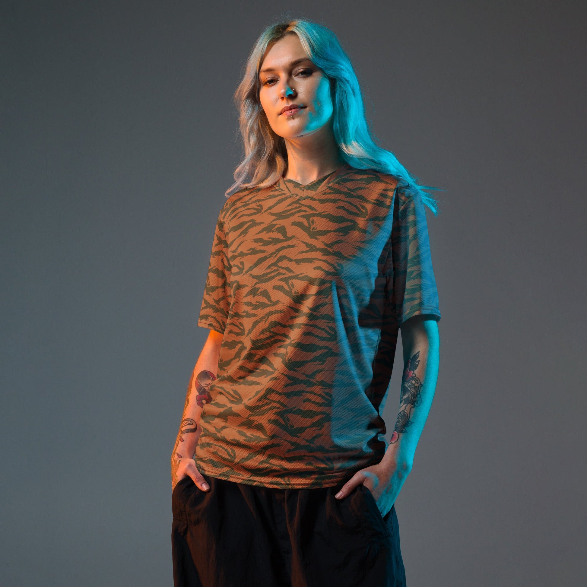 Burkina Faso Tiger Stripe Orange CAMO unisex sports jersey - Sports Jerseys