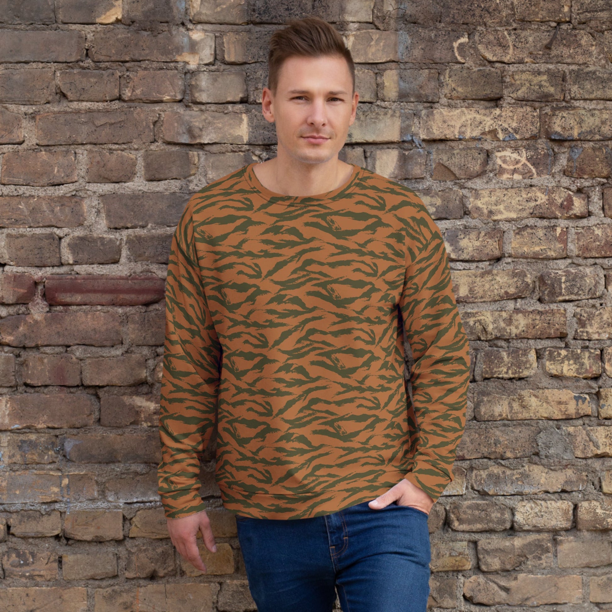 Burkina Faso Tiger Stripe Orange CAMO Unisex Sweatshirt - 2XS - Sweatshirts
