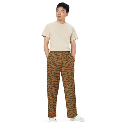 Burkina Faso Tiger Stripe Orange CAMO unisex wide-leg pants - Wide-leg Pants