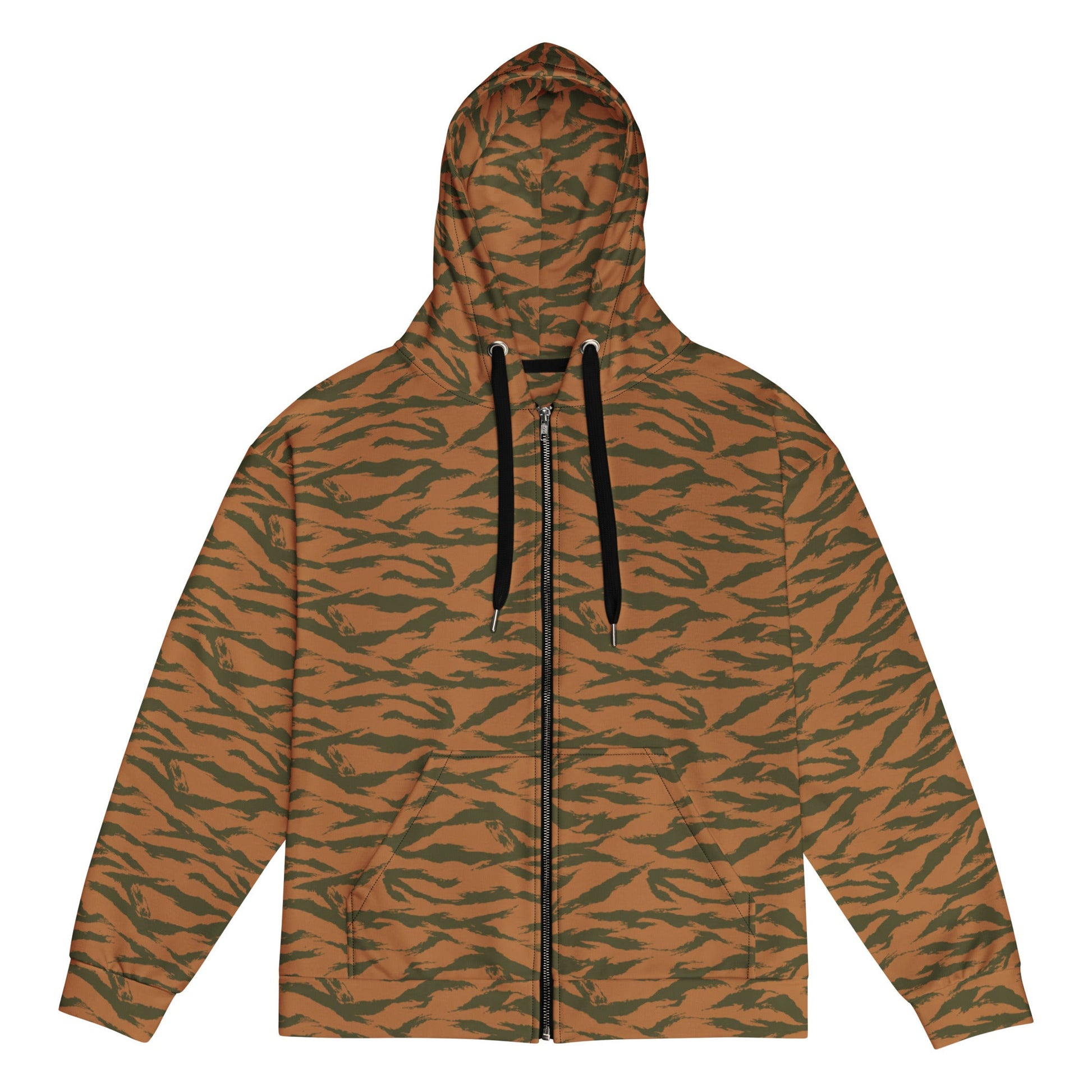 Burkina Faso Tiger Stripe Orange CAMO Unisex zip hoodie - 2XS - Zip Hoodies