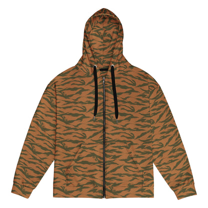 Burkina Faso Tiger Stripe Orange CAMO Unisex zip hoodie - 2XS - Zip Hoodies