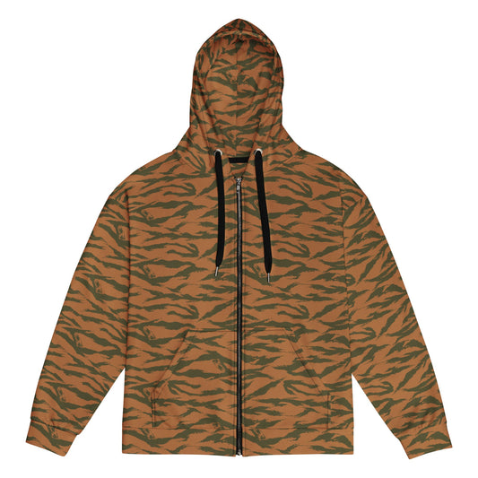 Burkina Faso Tiger Stripe Orange CAMO Unisex zip hoodie - 2XS - Zip Hoodies