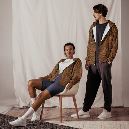 Burkina Faso Tiger Stripe Orange CAMO Unisex zip hoodie - Zip Hoodies