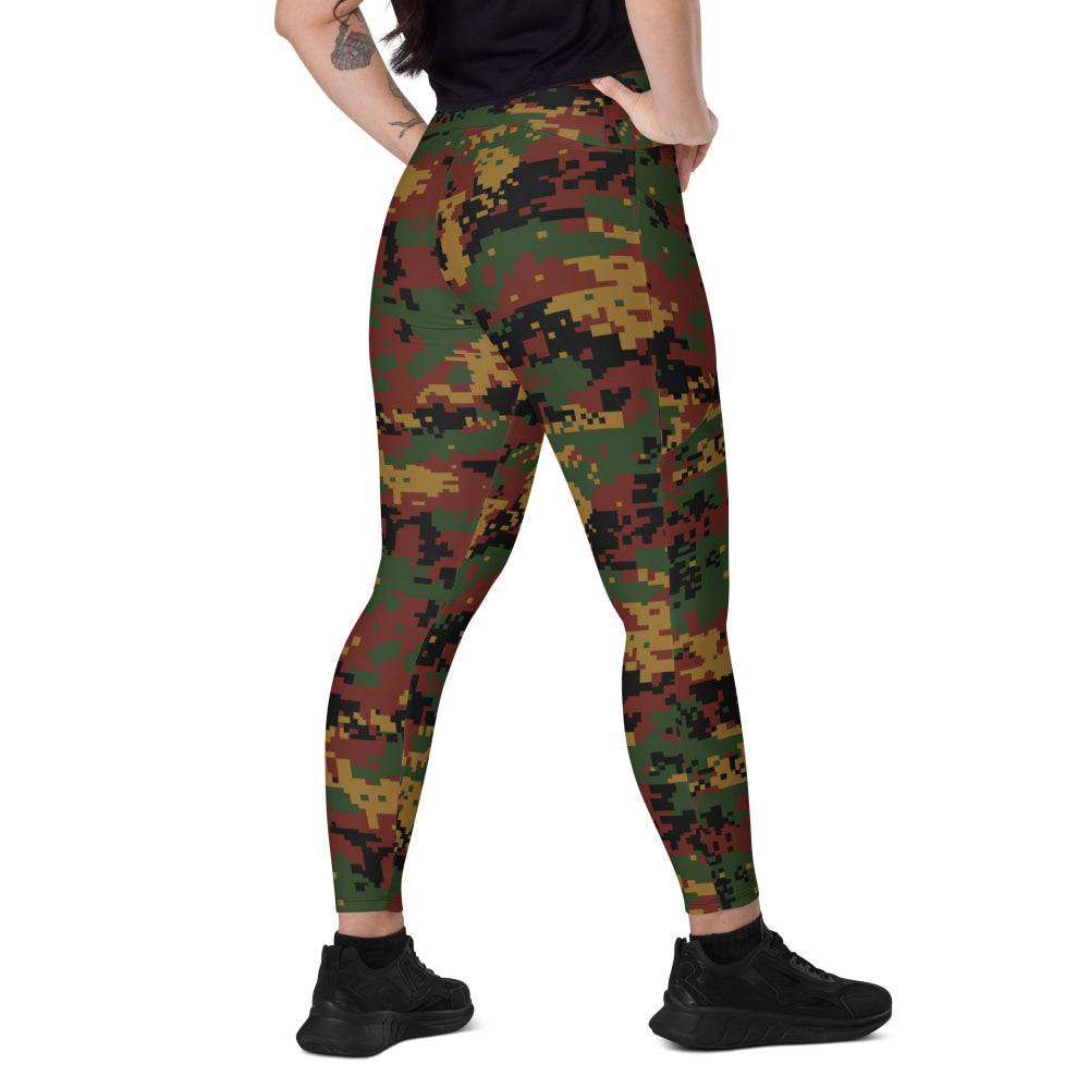 Burma (Myanmar) Tatmadaw Digital CAMO Leggings with pockets - 2XS - Womens With Pockets