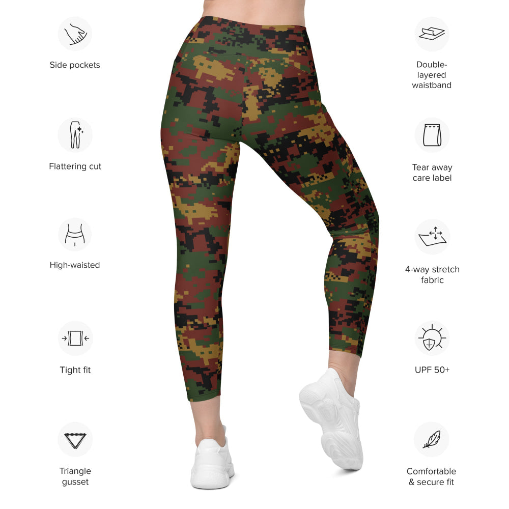 Burma (Myanmar) Tatmadaw Digital CAMO Leggings with pockets - Womens With Pockets