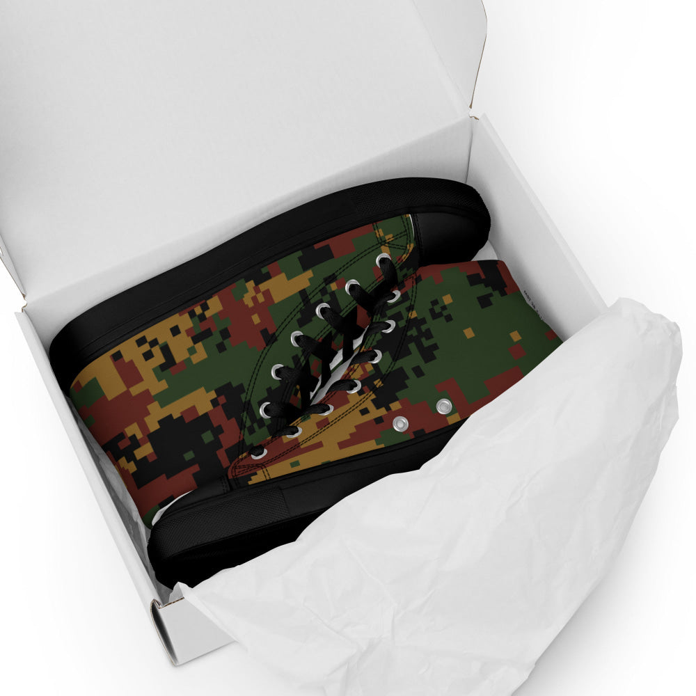 Burma (Myanmar) Tatmadaw Digital CAMO Men’s high top canvas shoes - Mens High Top Canvas Shoes