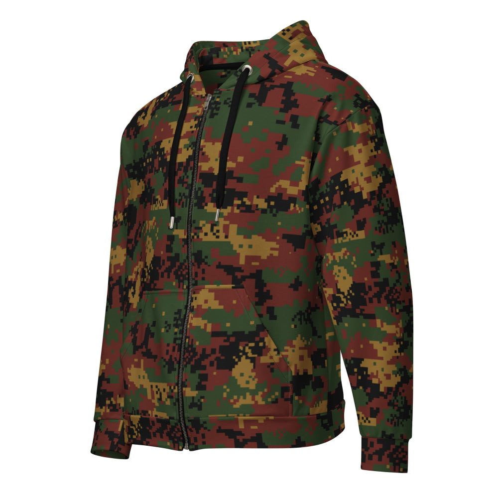 Burma (Myanmar) Tatmadaw Digital CAMO Unisex zip hoodie - 2XS - Zip Hoodie