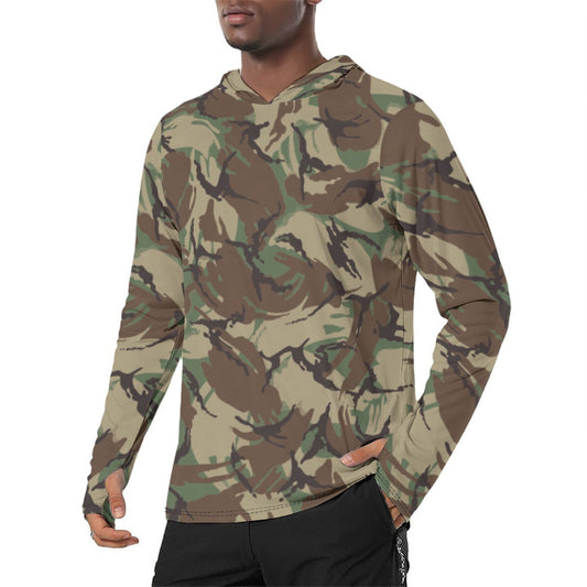 Canadian Airborne DPM CAMO Mens Sunscreen Sports Hoodie With Thumb Holes - S / White