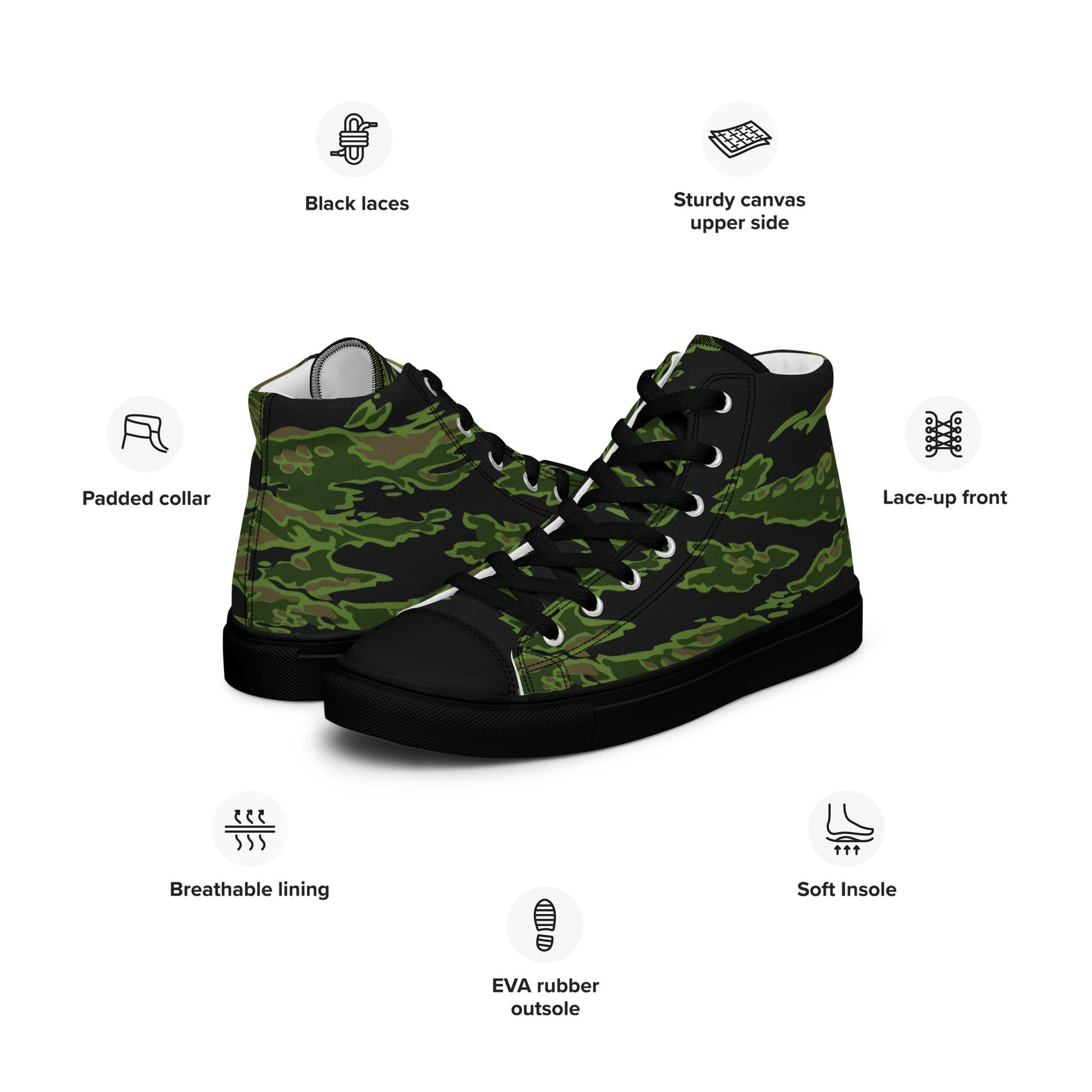Canadian Tiger Stripe CAMO Mens high top canvas shoes - High Top Canvas Shoes