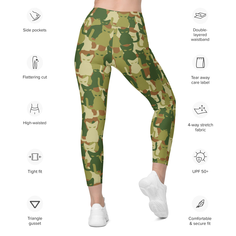 Cat-meow-flage CAMO Leggings with pockets - Womens With Pockets