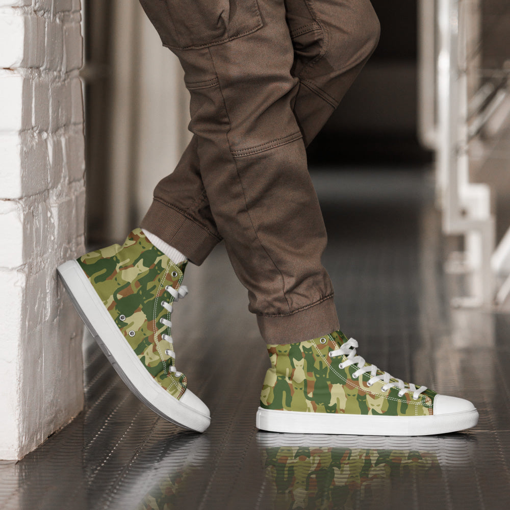 Cat-meow-flage CAMO Men’s high top canvas shoes - 5 - Mens High Top Canvas Shoes