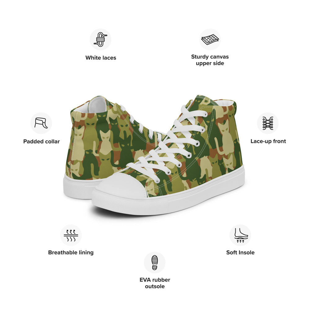 Cat-meow-flage CAMO Men’s high top canvas shoes - Mens High Top Canvas Shoes