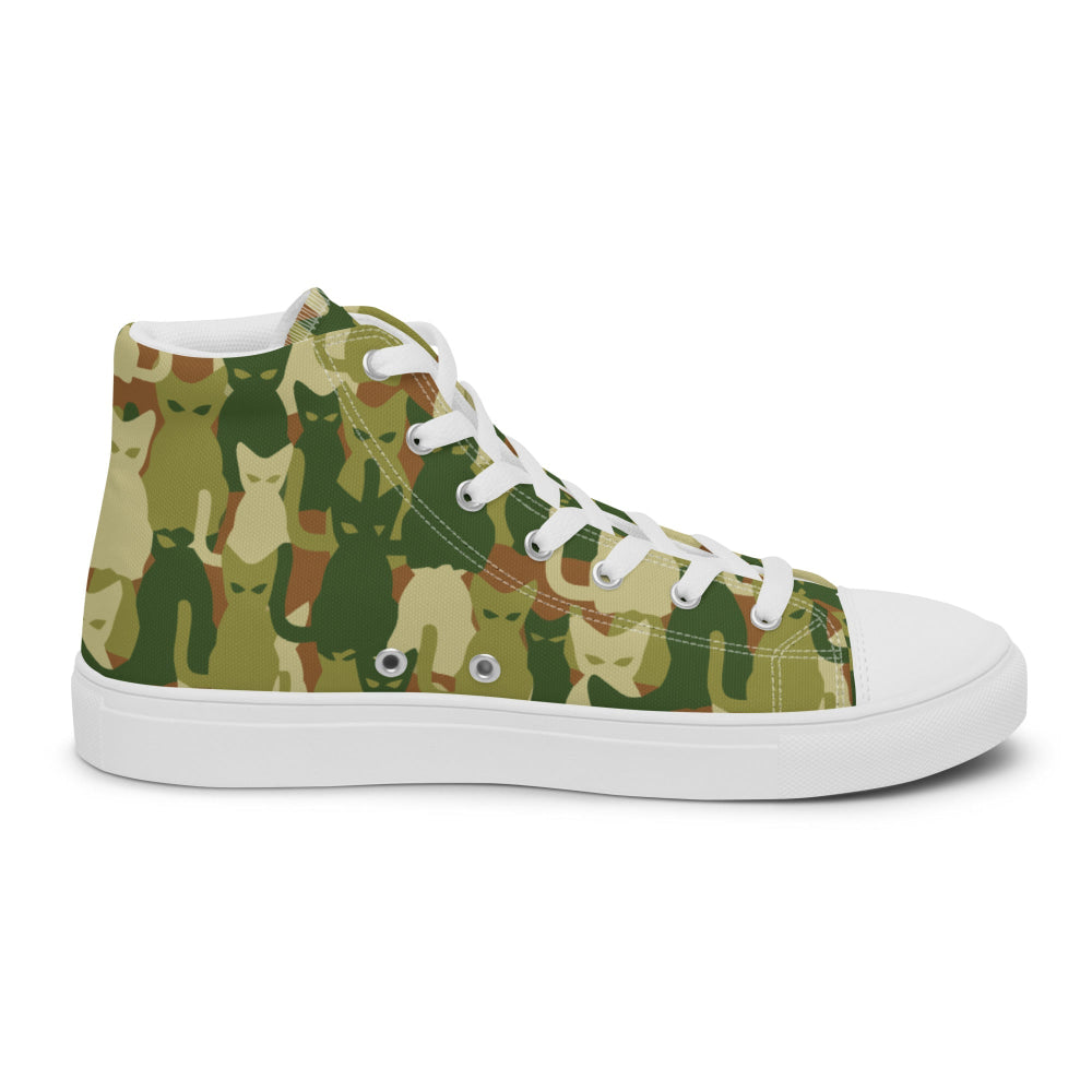 Cat-meow-flage CAMO Men’s high top canvas shoes - Mens High Top Canvas Shoes