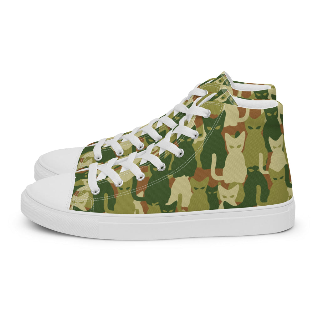 Cat-meow-flage CAMO Men’s high top canvas shoes - Mens High Top Canvas Shoes