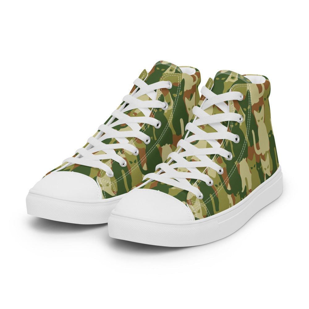 Cat-meow-flage CAMO Men’s high top canvas shoes - Mens High Top Canvas Shoes