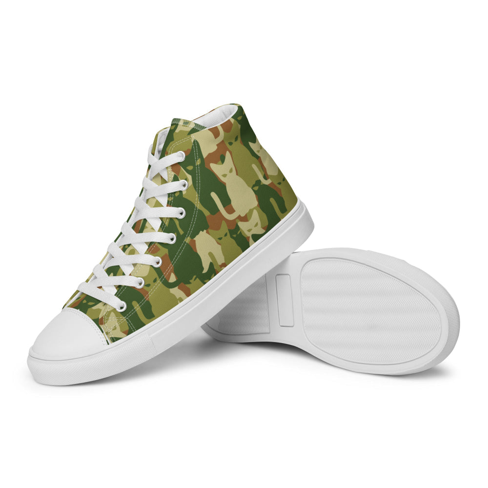 Cat-meow-flage CAMO Men’s high top canvas shoes - Mens High Top Canvas Shoes