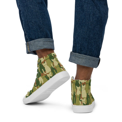 Cat-meow-flage CAMO Men’s high top canvas shoes - Mens High Top Canvas Shoes