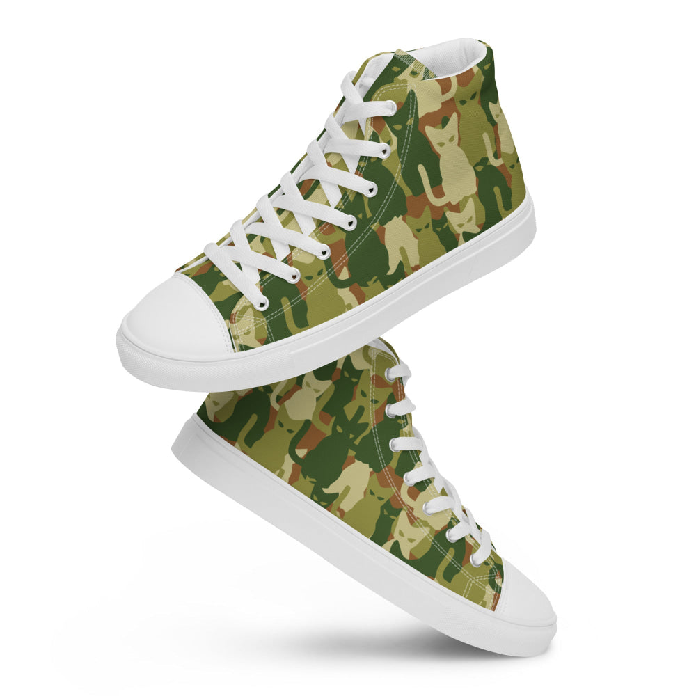 Cat-meow-flage CAMO Men’s high top canvas shoes - Mens High Top Canvas Shoes