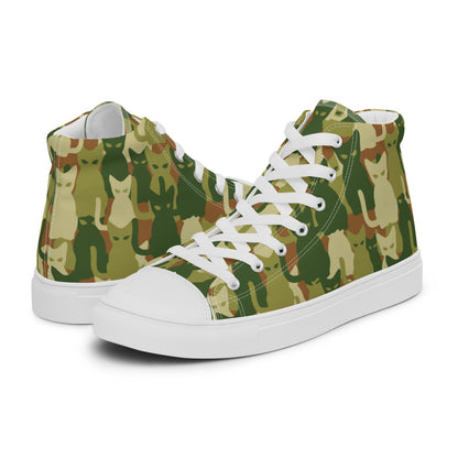 Cat-meow-flage CAMO Men’s high top canvas shoes - Mens High Top Canvas Shoes