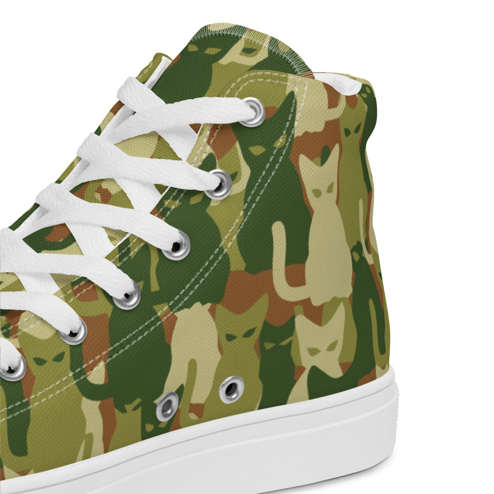 Cat-meow-flage CAMO Men’s high top canvas shoes - Mens High Top Canvas Shoes