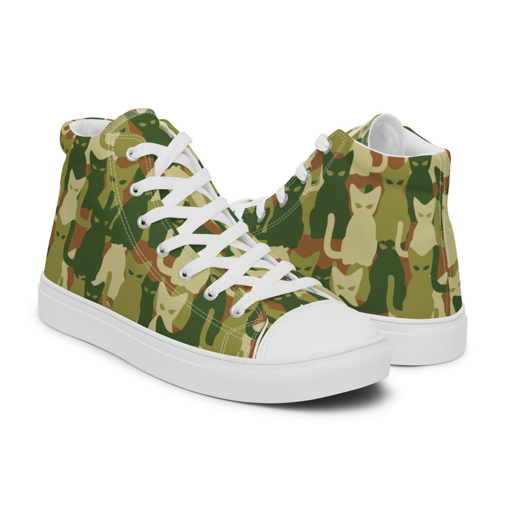 Cat-meow-flage CAMO Men’s high top canvas shoes - Mens High Top Canvas Shoes