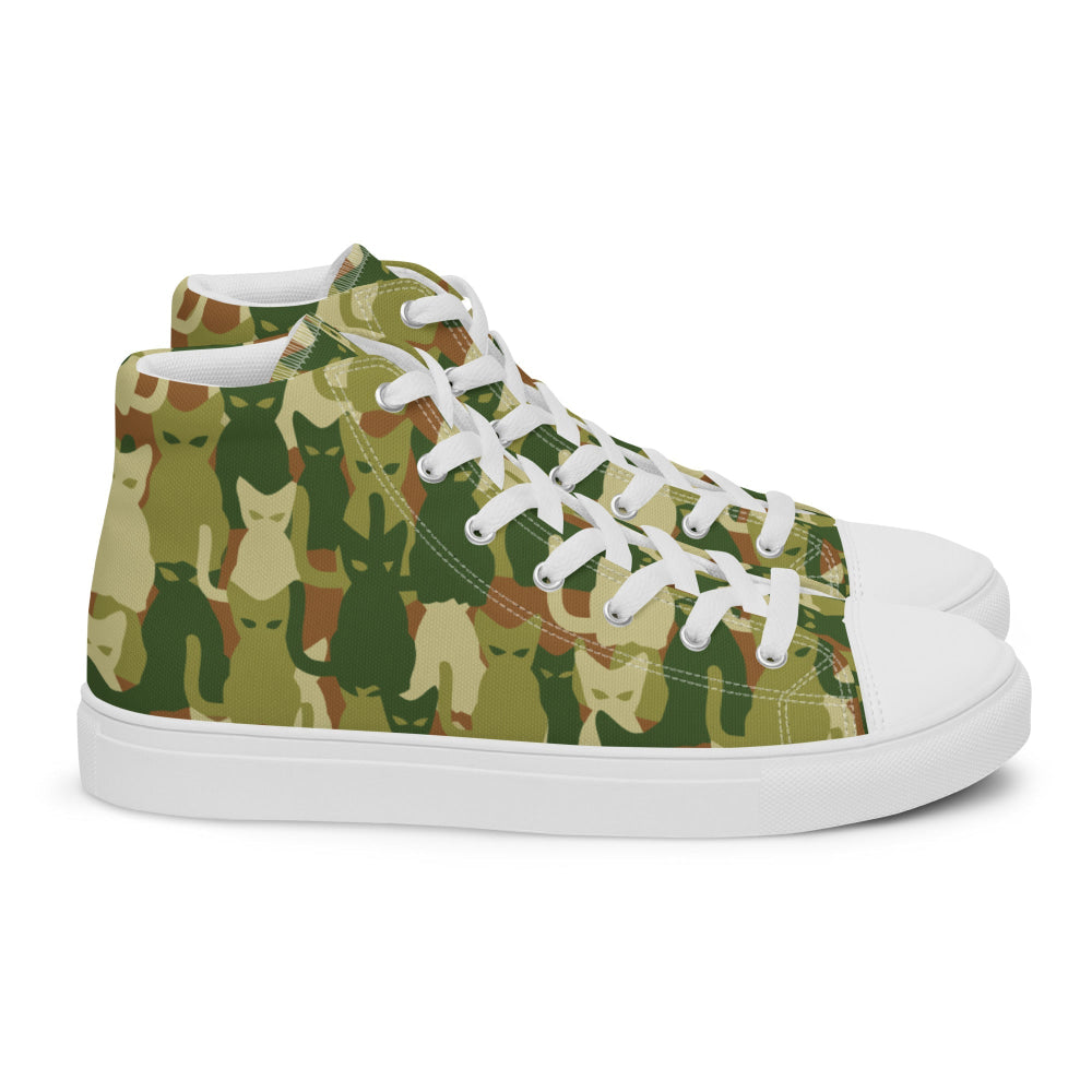 Cat-meow-flage CAMO Men’s high top canvas shoes - Mens High Top Canvas Shoes