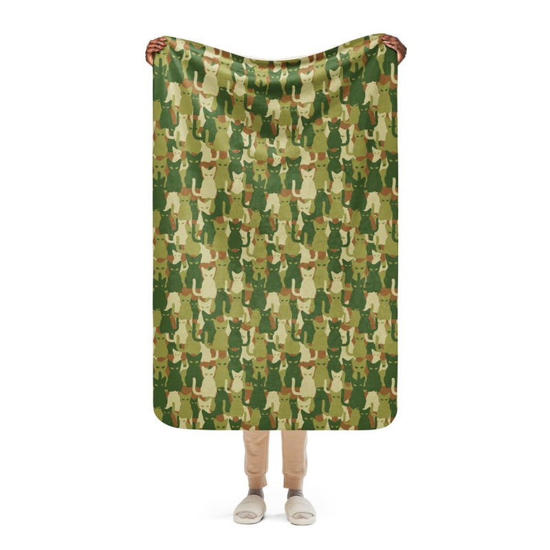 Cat-meow-flage CAMO Sherpa blanket - 37″×57″