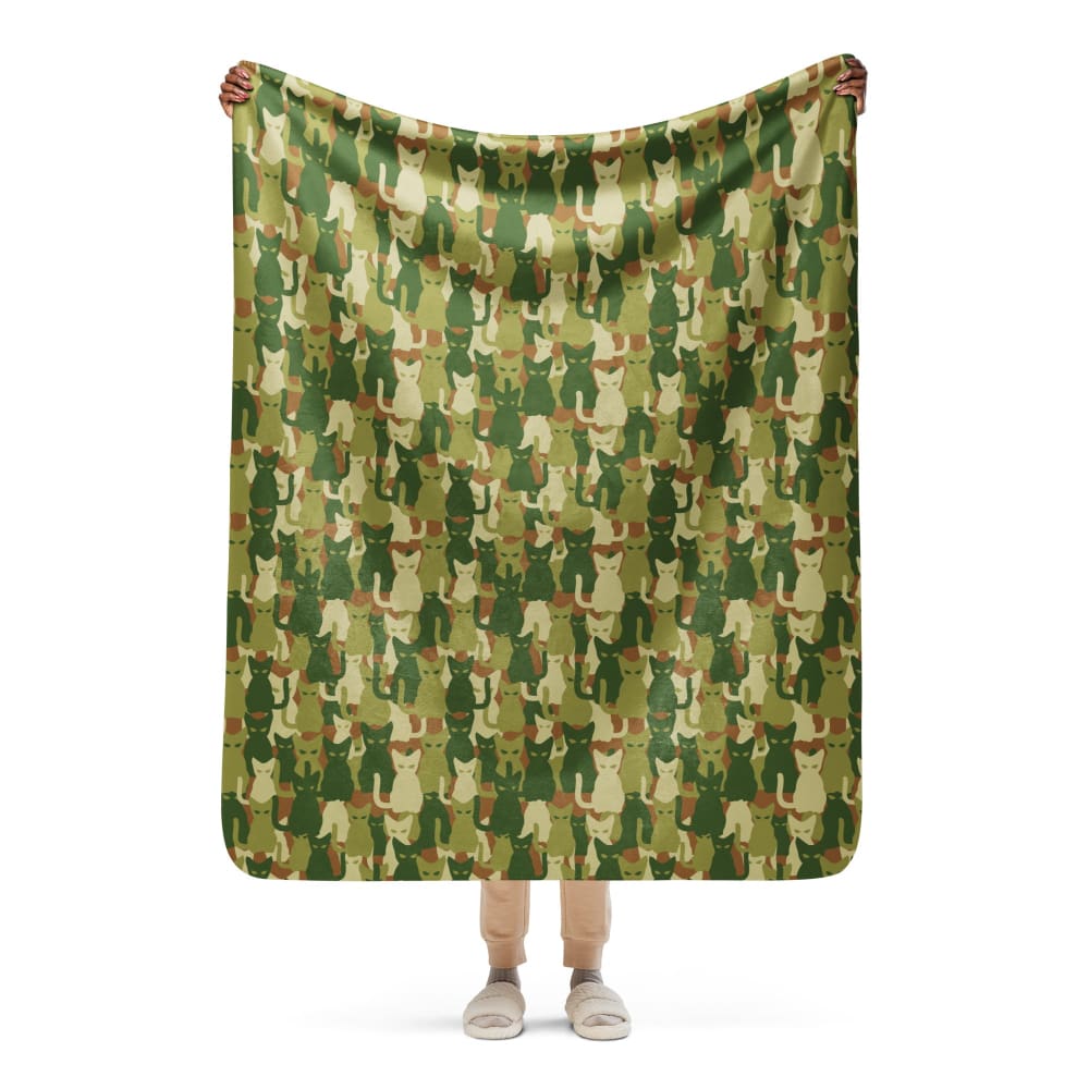 Cat-meow-flage CAMO Sherpa blanket - 50″×60″