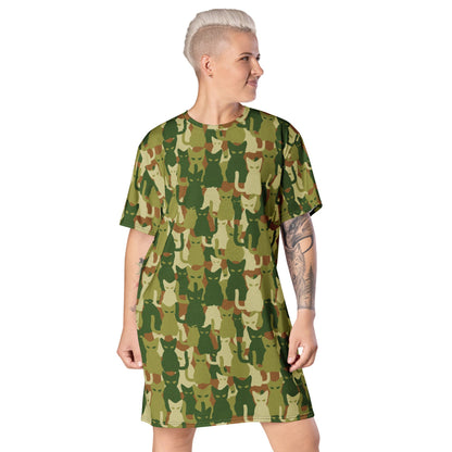 Cat-meow-flage CAMO T-shirt dress - 2XS - Womens T-Shirt Dress