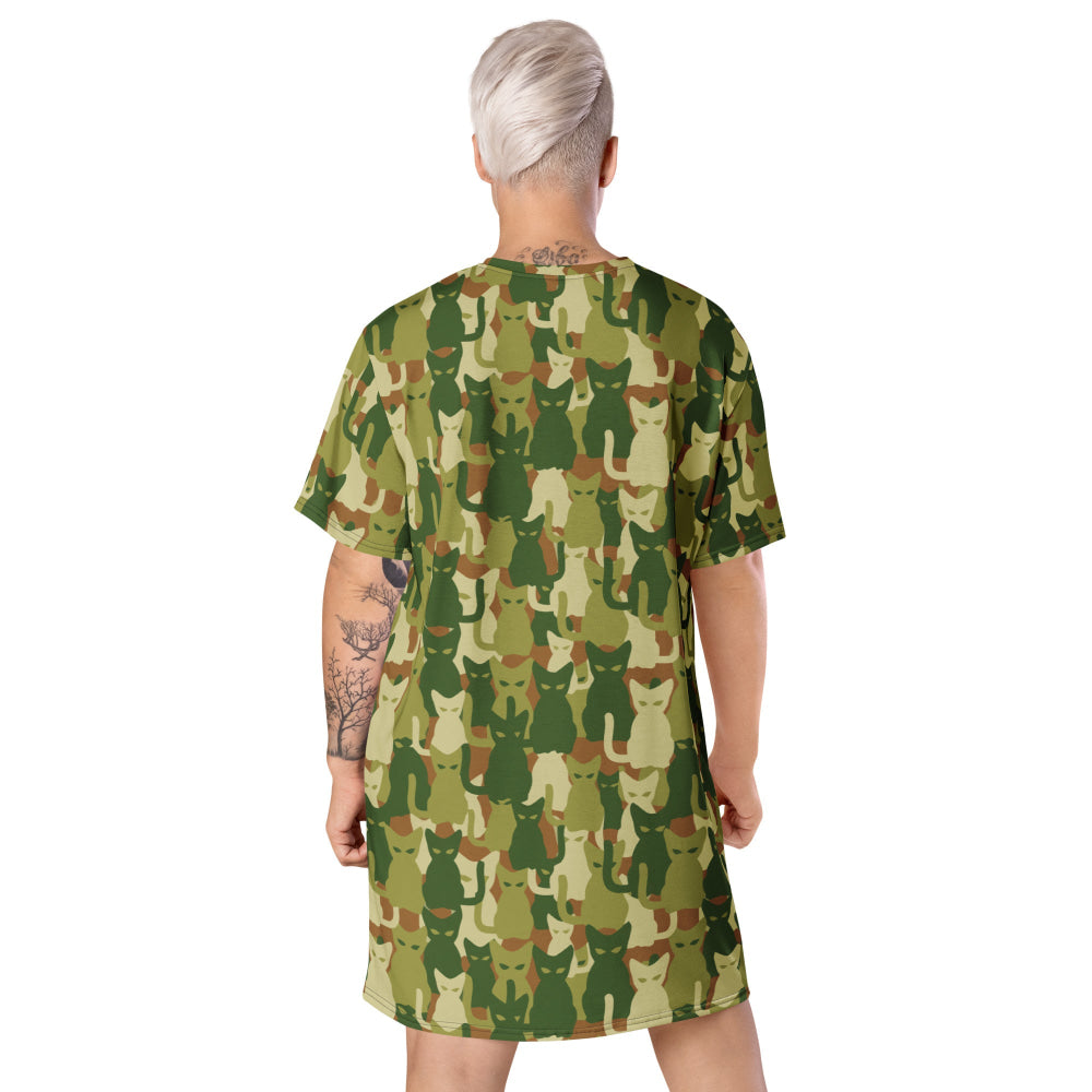 Cat-meow-flage CAMO T-shirt dress - Womens T-Shirt Dress