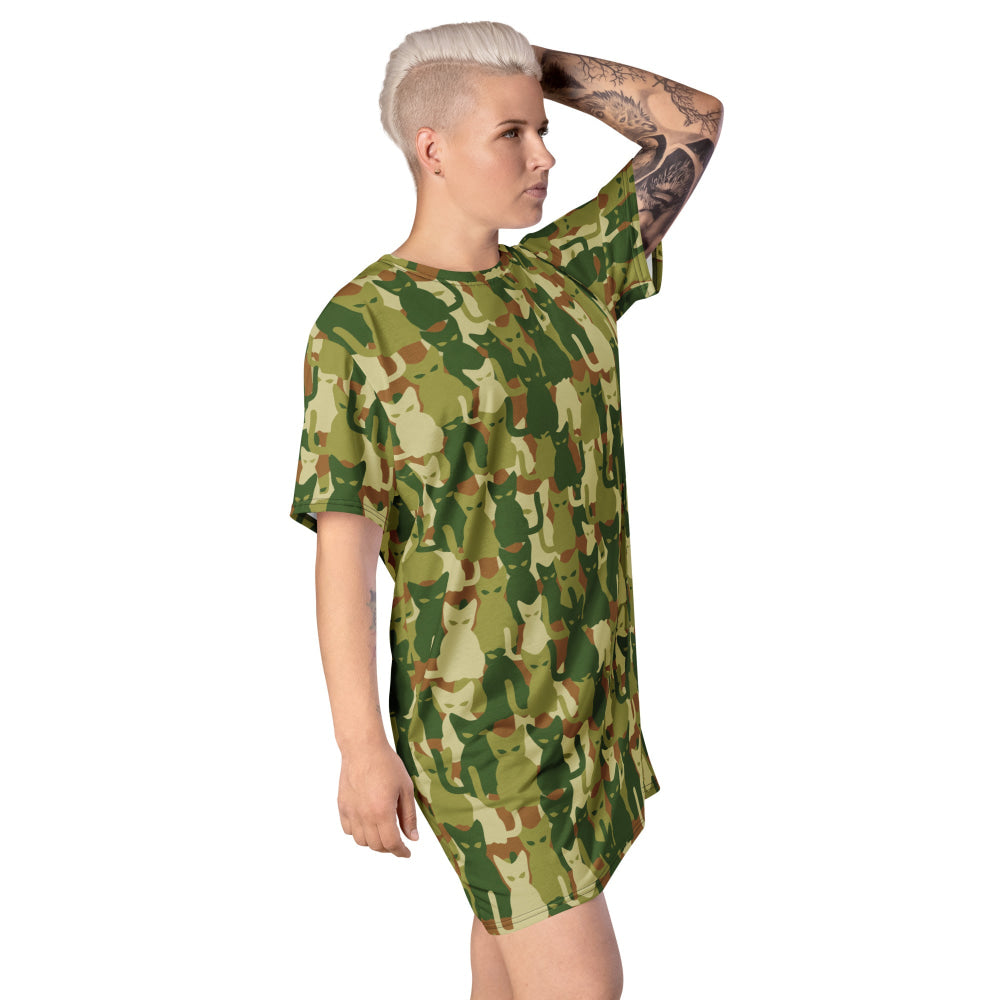 Cat-meow-flage CAMO T-shirt dress - Womens T-Shirt Dress