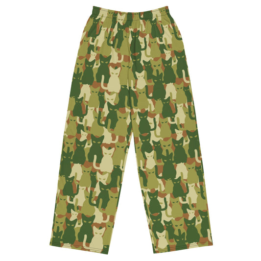 Cat-meow-flage CAMO unisex wide-leg pants - 2XS - Unisex Wide-Leg Pants