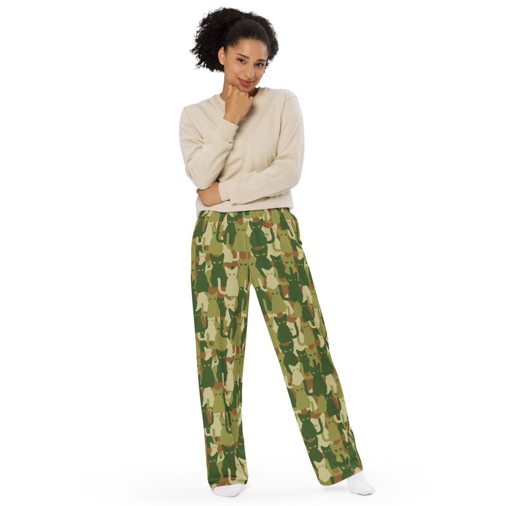 Cat-meow-flage CAMO unisex wide-leg pants - Unisex Wide-Leg Pants