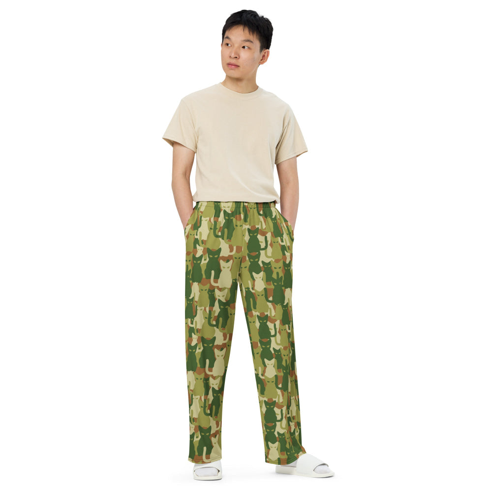 Cat-meow-flage CAMO unisex wide-leg pants - Unisex Wide-Leg Pants