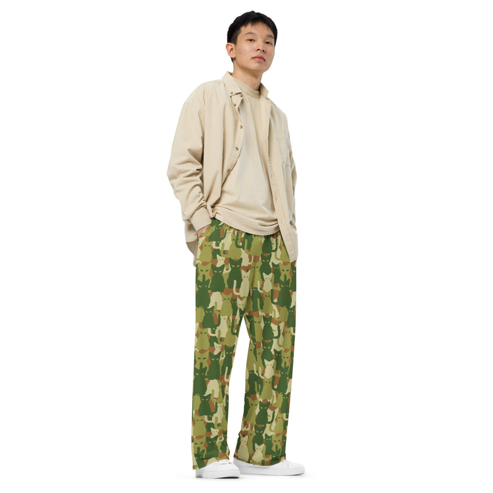 Cat-meow-flage CAMO unisex wide-leg pants - Unisex Wide-Leg Pants