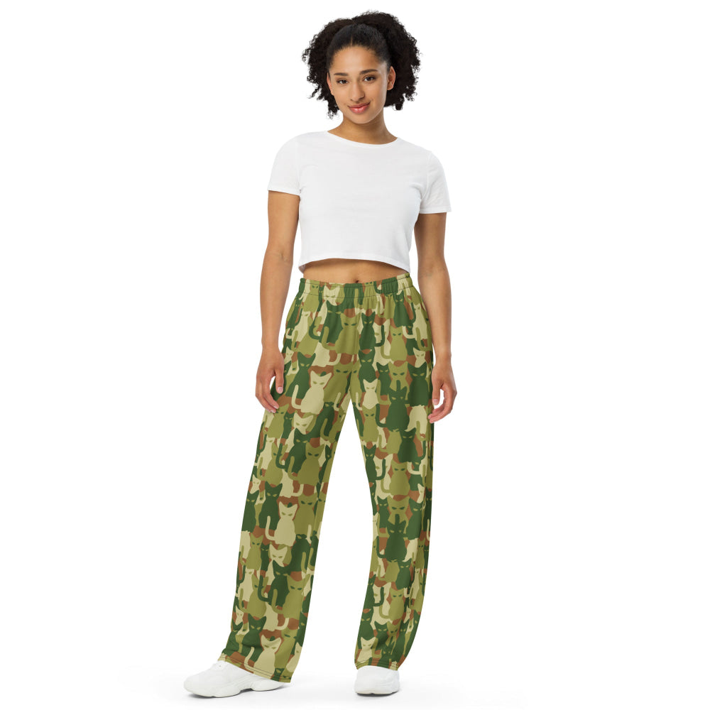 Cat-meow-flage CAMO unisex wide-leg pants - Unisex Wide-Leg Pants