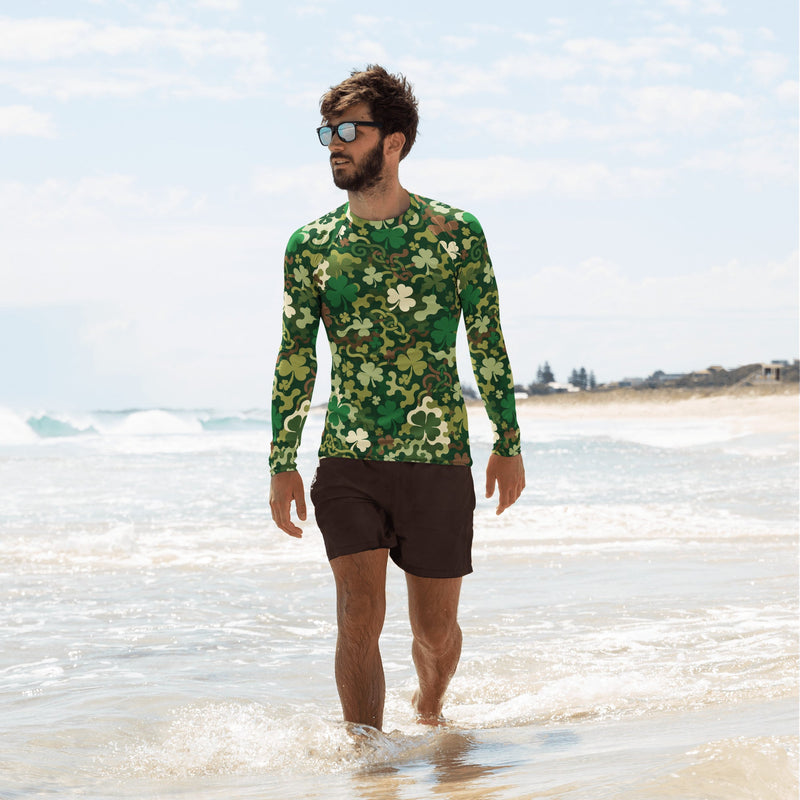 Celtic Shamrock Heritage CAMO Mens Long-Sleeve Rash Guard - XS - LS