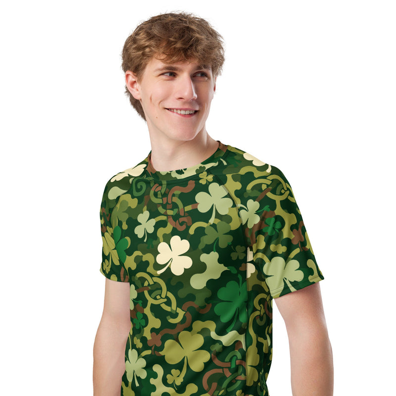 Celtic Shamrock Heritage CAMO Mens Short-Sleeve Rash Guard - SS