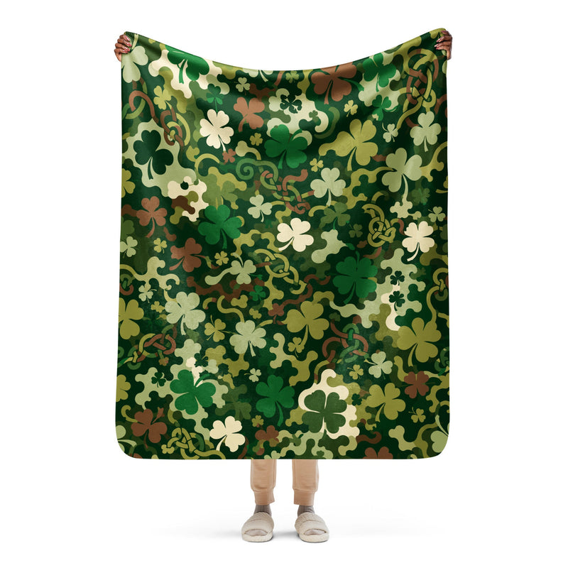 Celtic Shamrock Heritage CAMO Sherpa Blanket - 50″×60″