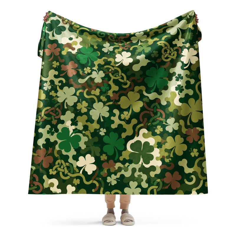 Celtic Shamrock Heritage CAMO Sherpa Blanket - 60″×80″