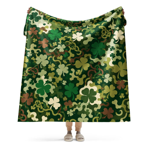 Celtic Shamrock Heritage CAMO Sherpa Blanket - 60″×80″