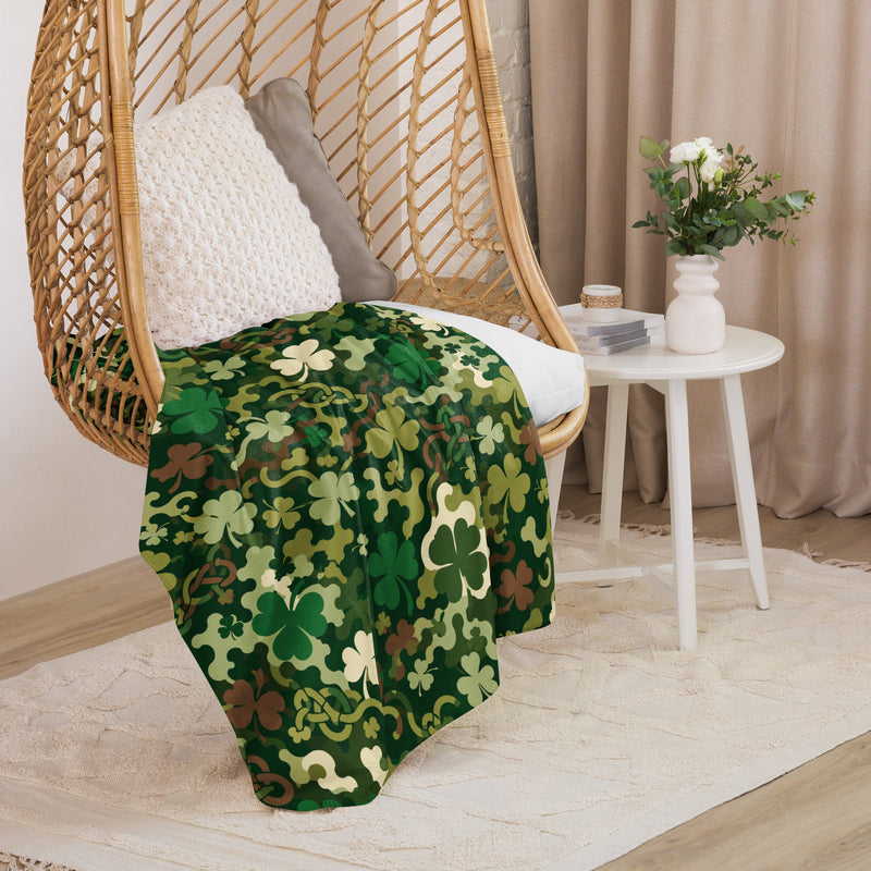 Celtic Shamrock Heritage CAMO Sherpa Blanket