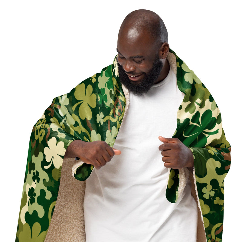 Celtic Shamrock Heritage CAMO Sherpa Blanket