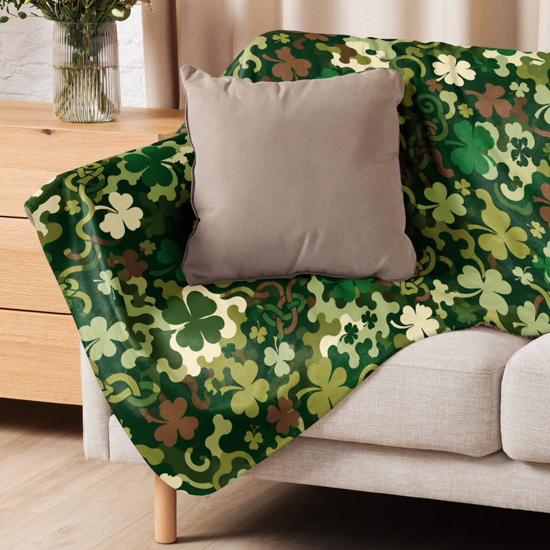 Celtic Shamrock Heritage CAMO Sherpa Blanket