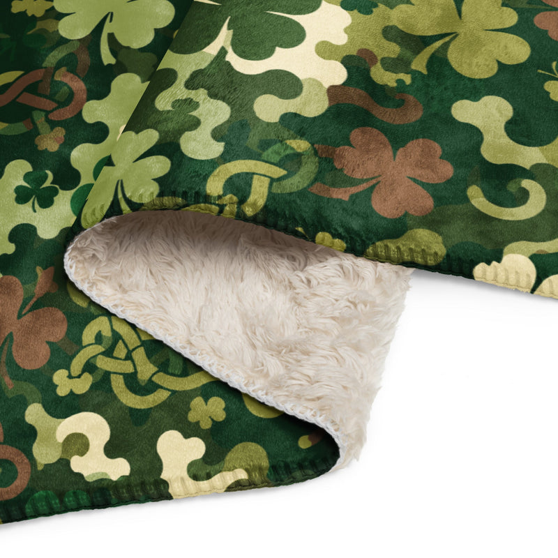 Celtic Shamrock Heritage CAMO Sherpa Blanket