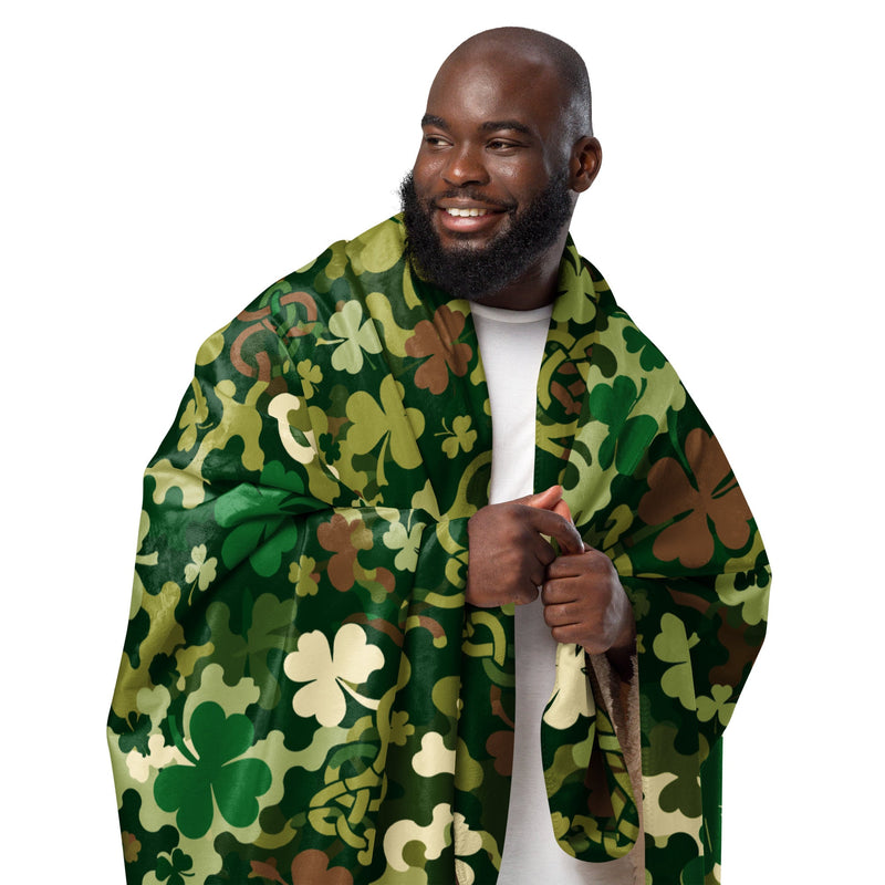 Celtic Shamrock Heritage CAMO Sherpa Blanket