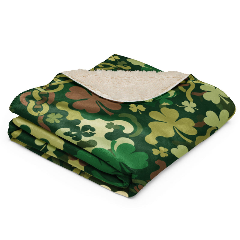 Celtic Shamrock Heritage CAMO Sherpa Blanket